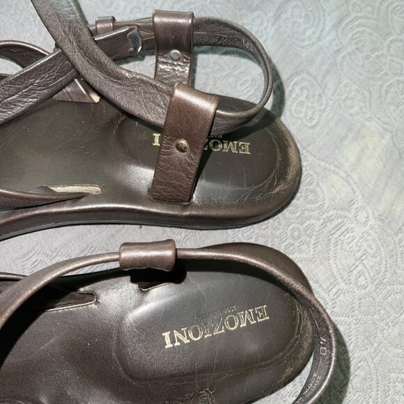 Emozioni Womens Sandals Size 40 Brown Leather Designer Gladiator Italy - Picture 10 of 13